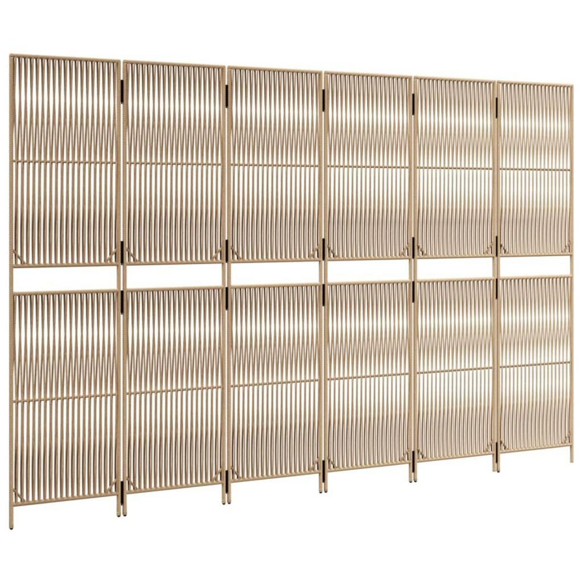 VIDAXL Cloison de separation 6 panneaux beige resine tressee