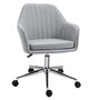 Voir la diapositive 1 : HOMCOM HOMCOM Chaise de bureau design contemporain dossier accoudoirs striés hauteur réglable pivotant 360° piètement chromé lin gris clair