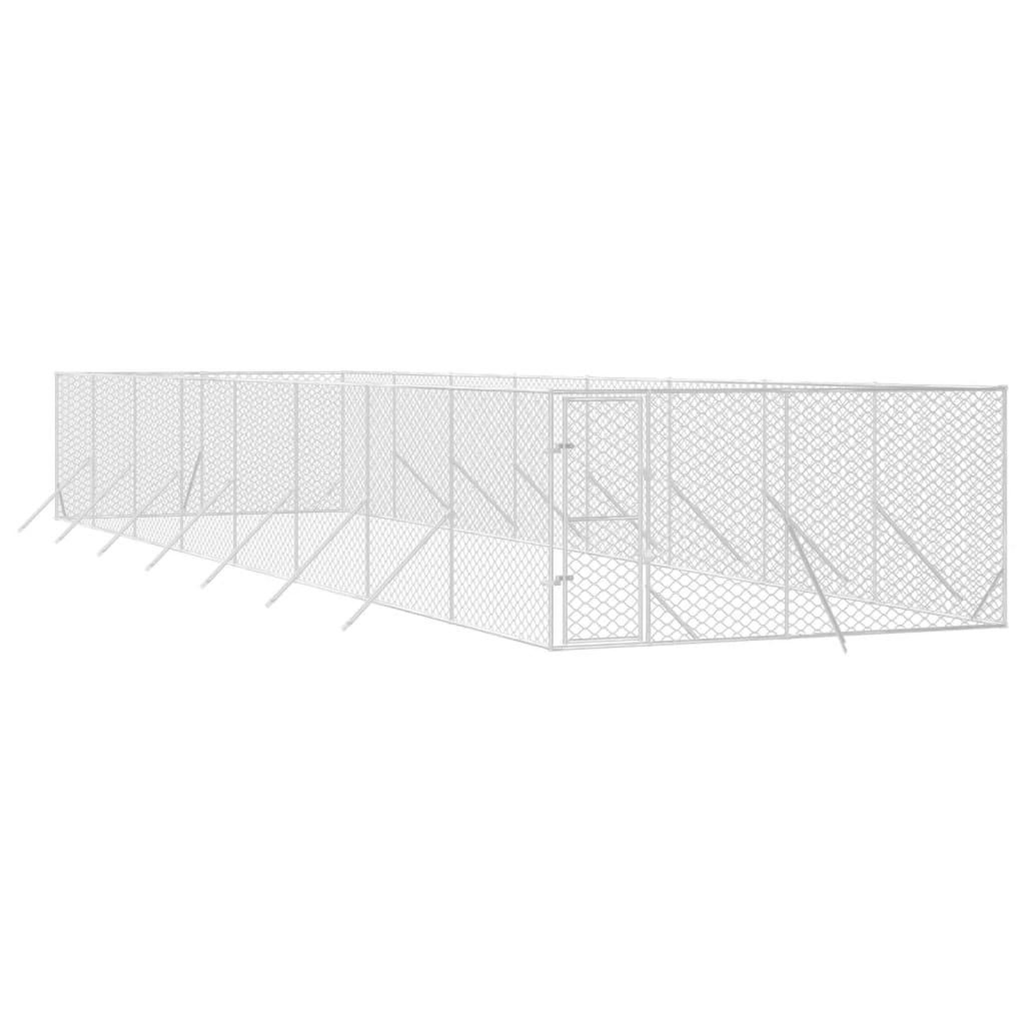 Voir la diapositive 3 : VIDAXL Chenil d'exterieur pour chiens argente 4x16x2 m acier galvanise