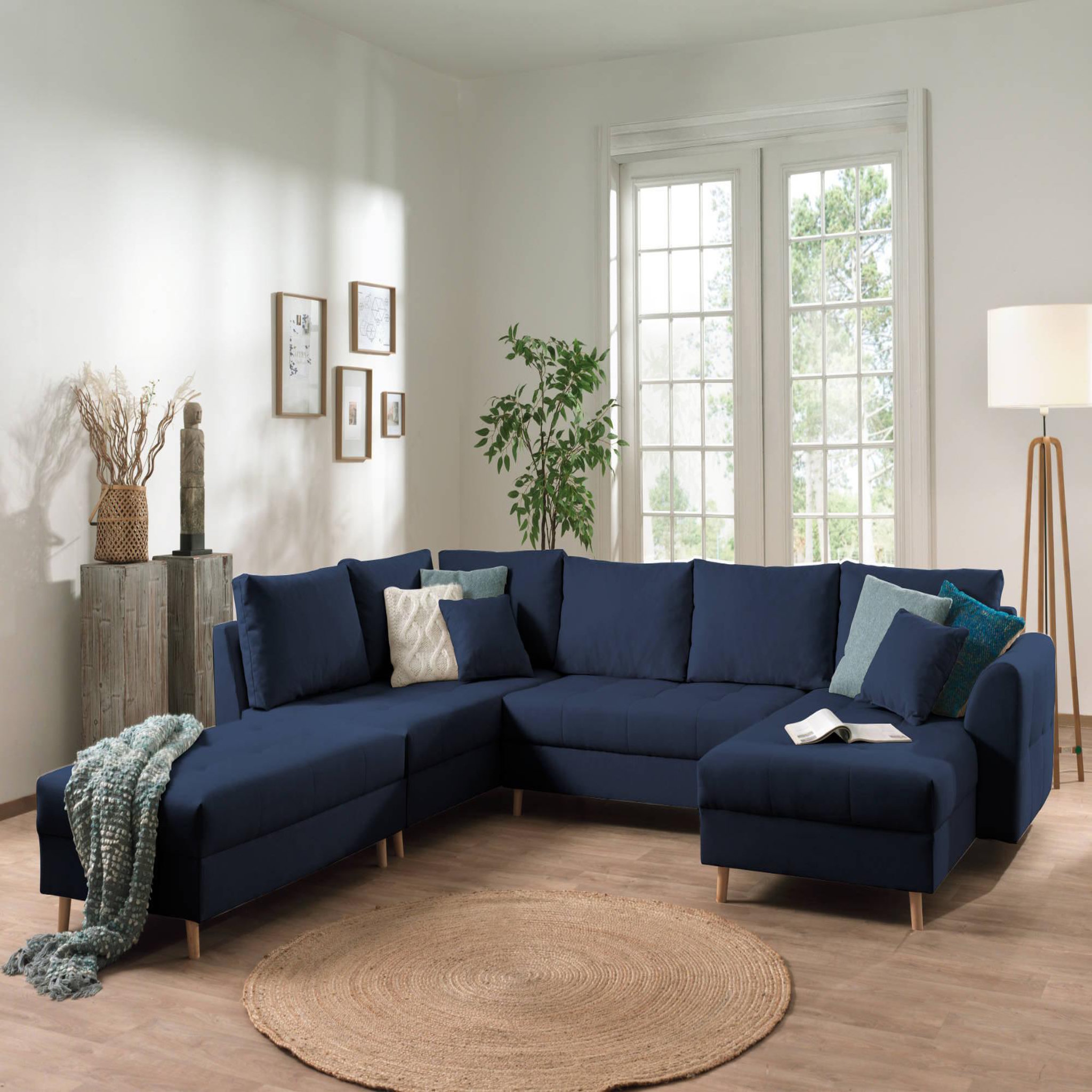 Voir la diapositive 4 : LISA DESIGN Rune - canapé panoramique avec pouf d'appoint - 7 places - style scandinave - gauche