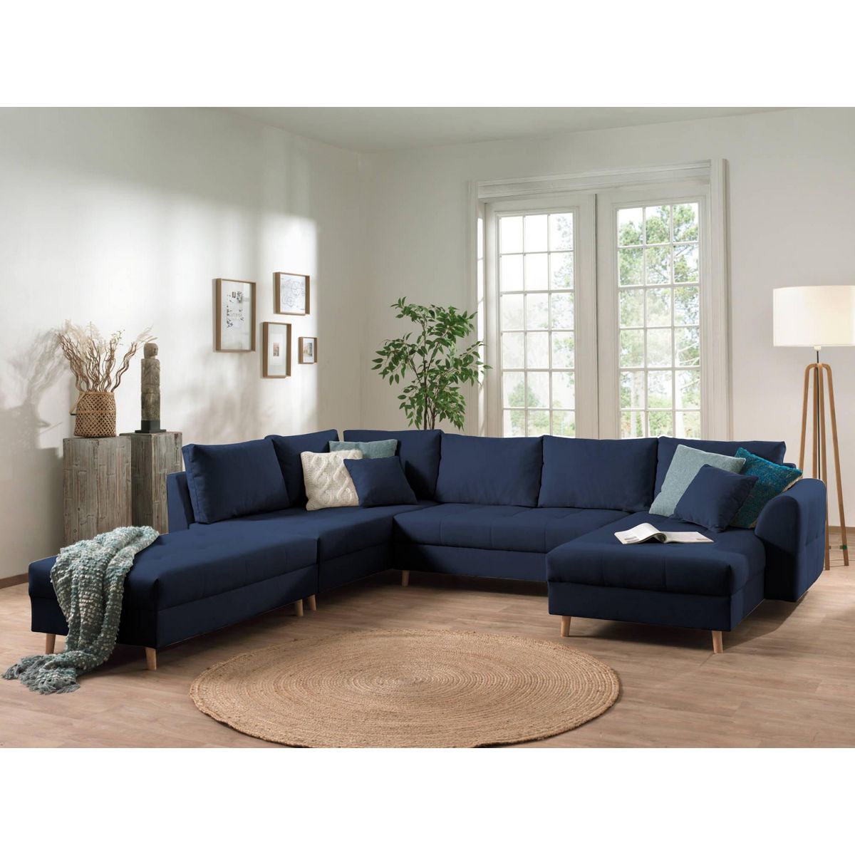 LISA DESIGN Rune - canapé panoramique avec pouf d'appoint - 7 places - style scandinave - gauche