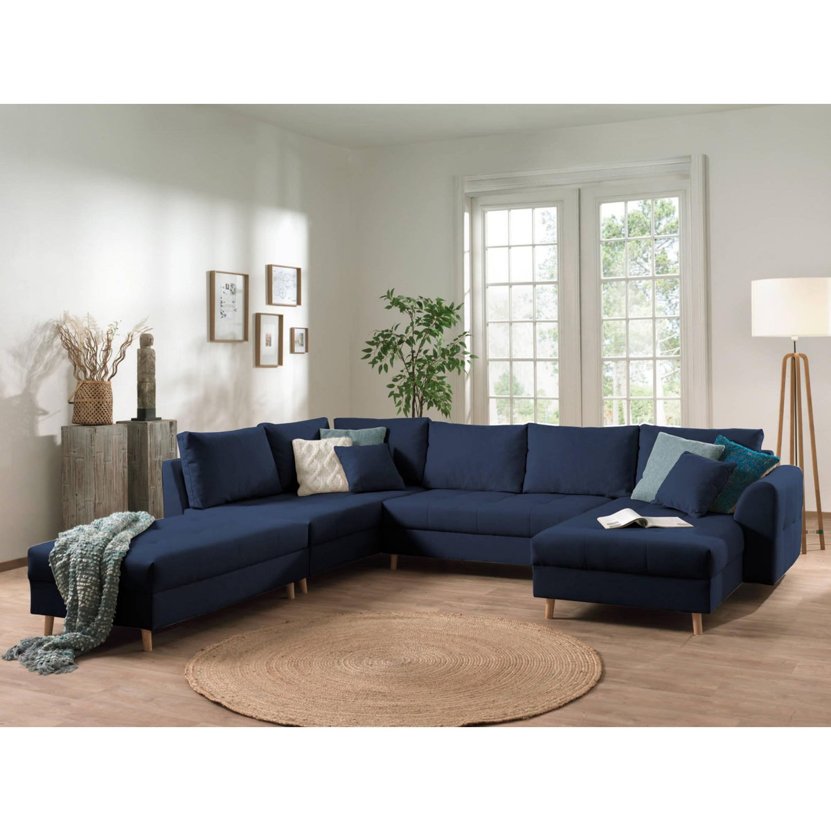 LISA DESIGN Rune - canapé panoramique avec pouf d'appoint - 7 places - style scandinave - gauche