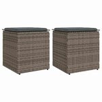 VIDAXL Tabourets jardin coussins lot de 2 gris 40x40x43 cm poly rotin