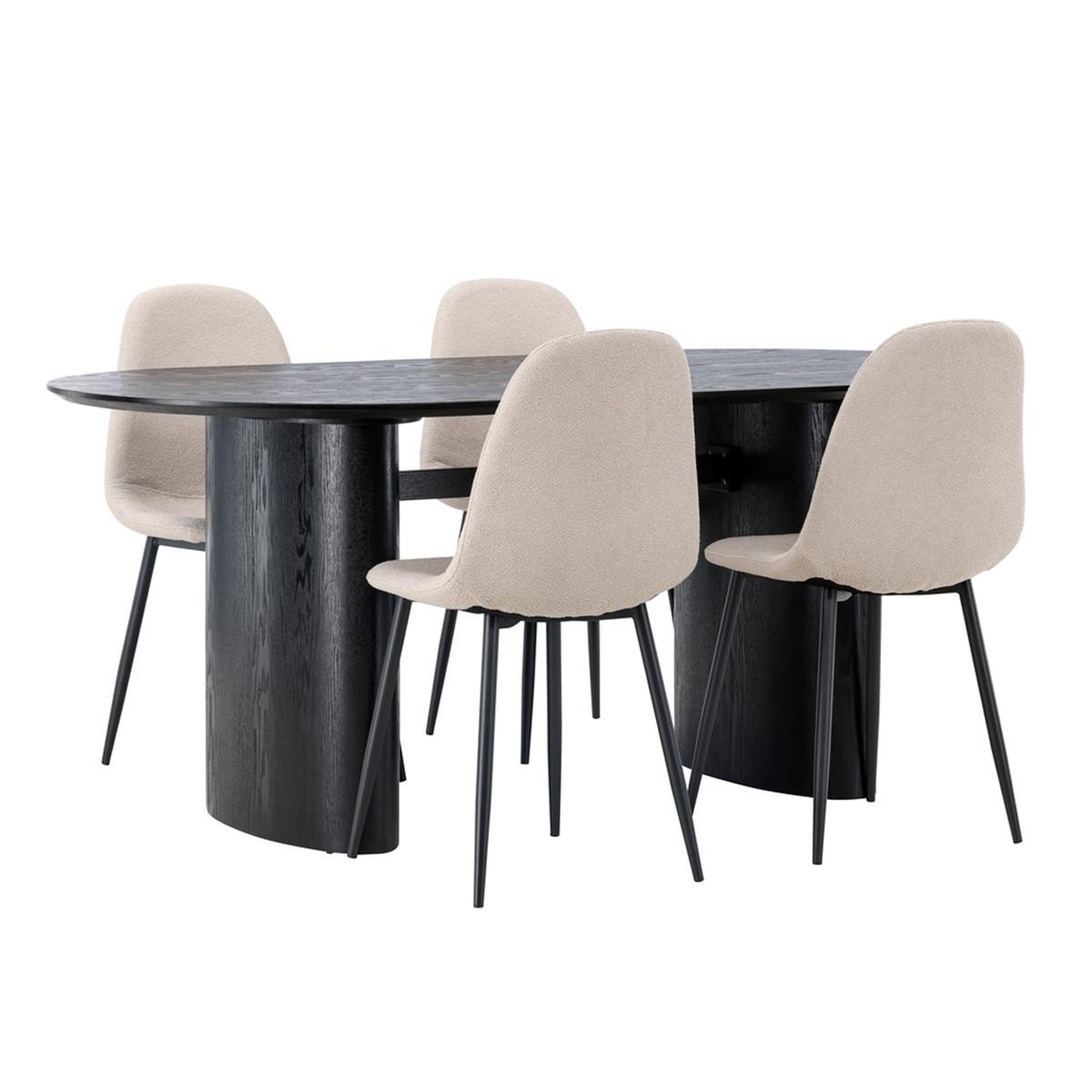 Paris Prix Ensemble table à manger & 4 chaises  isolde & polar  180cm noir & beige