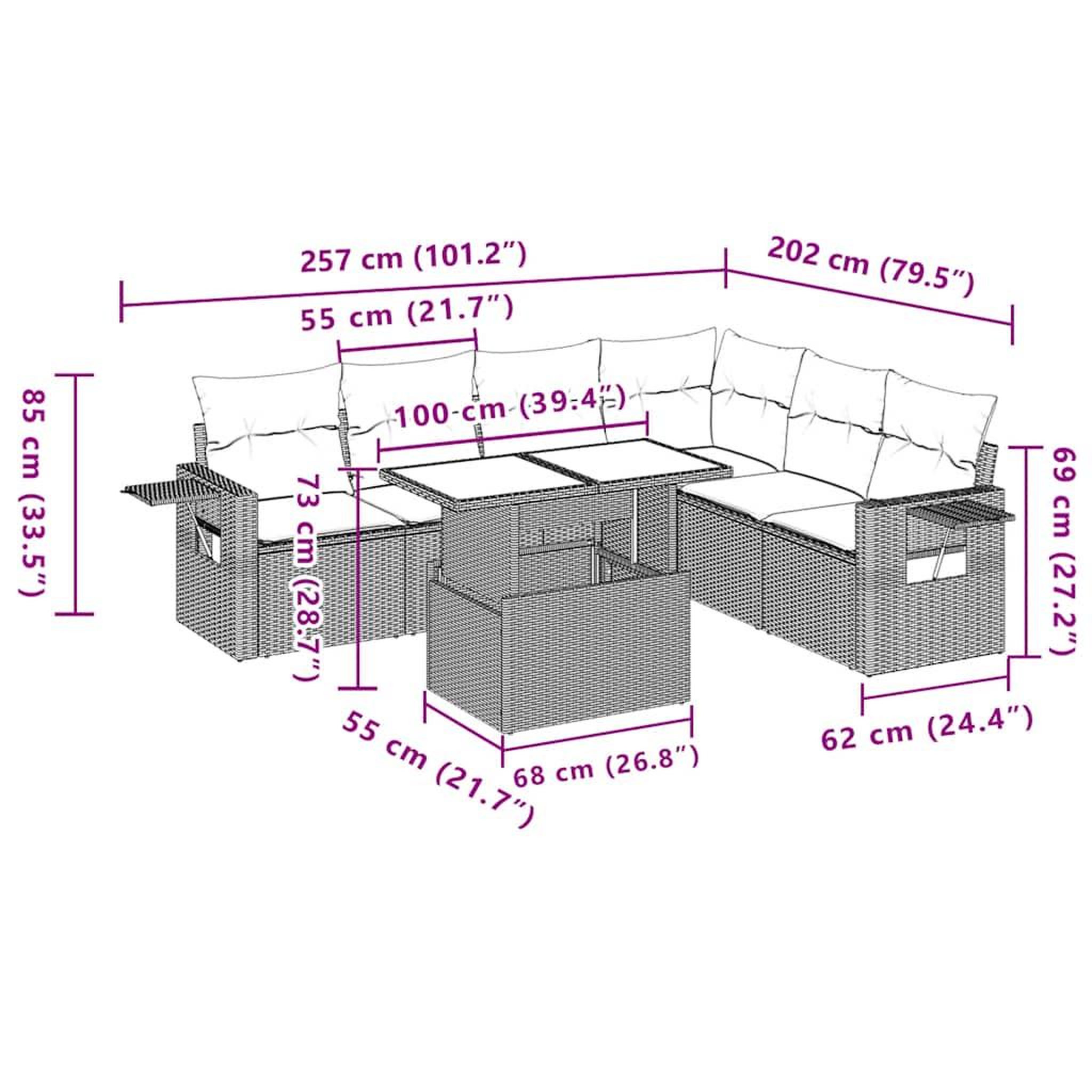 Voir la diapositive 6 : VIDAXL Salon de jardin 7 pcs avec coussins noir resine tressee