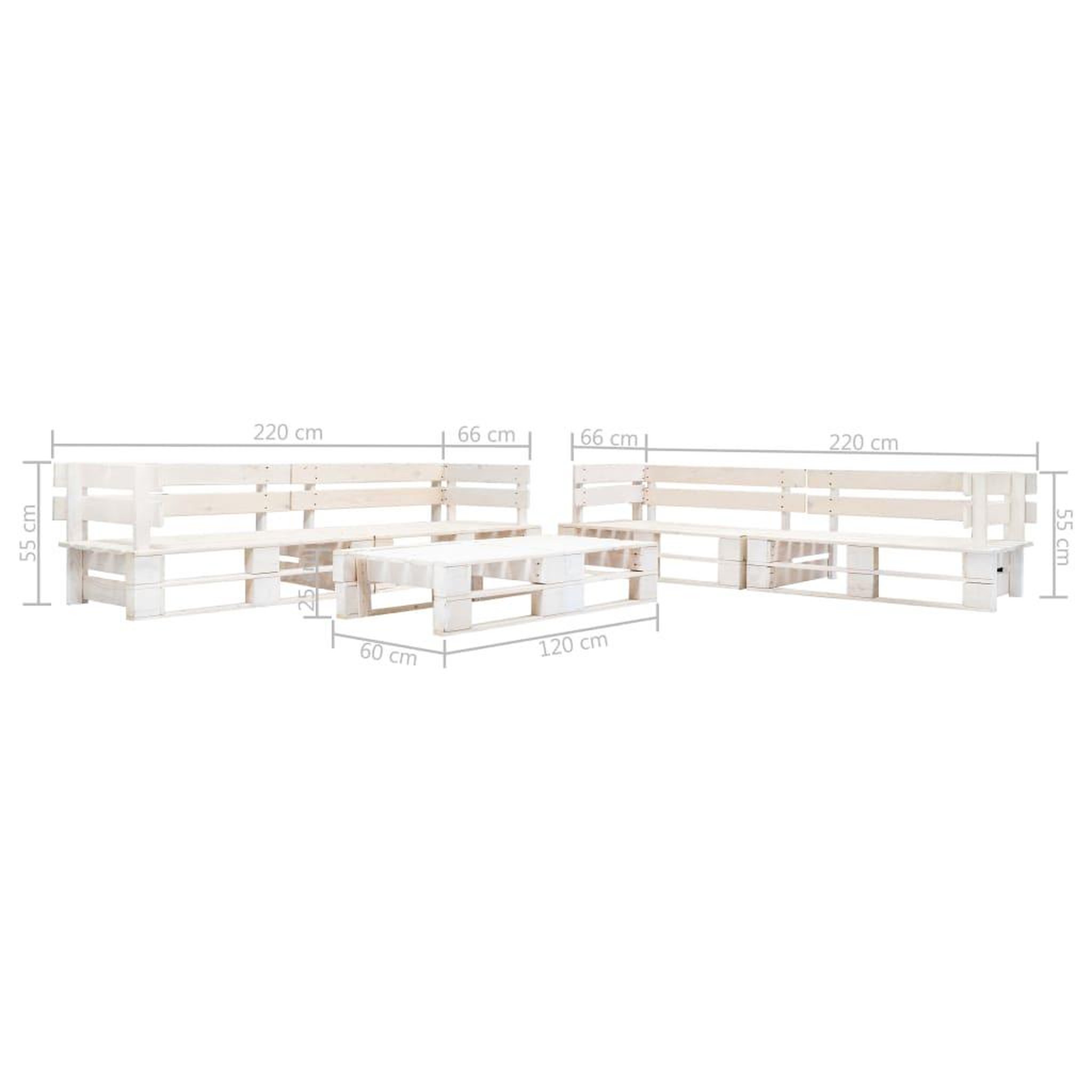 Voir la diapositive 3 : VIDAXL Salon de jardin palette 6 pcs Bois Blanc