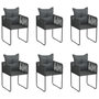 Voir la diapositive 1 : VIDAXL Chaises d'exterieur lot de 6 avec oreillers Resine tressee Noir
