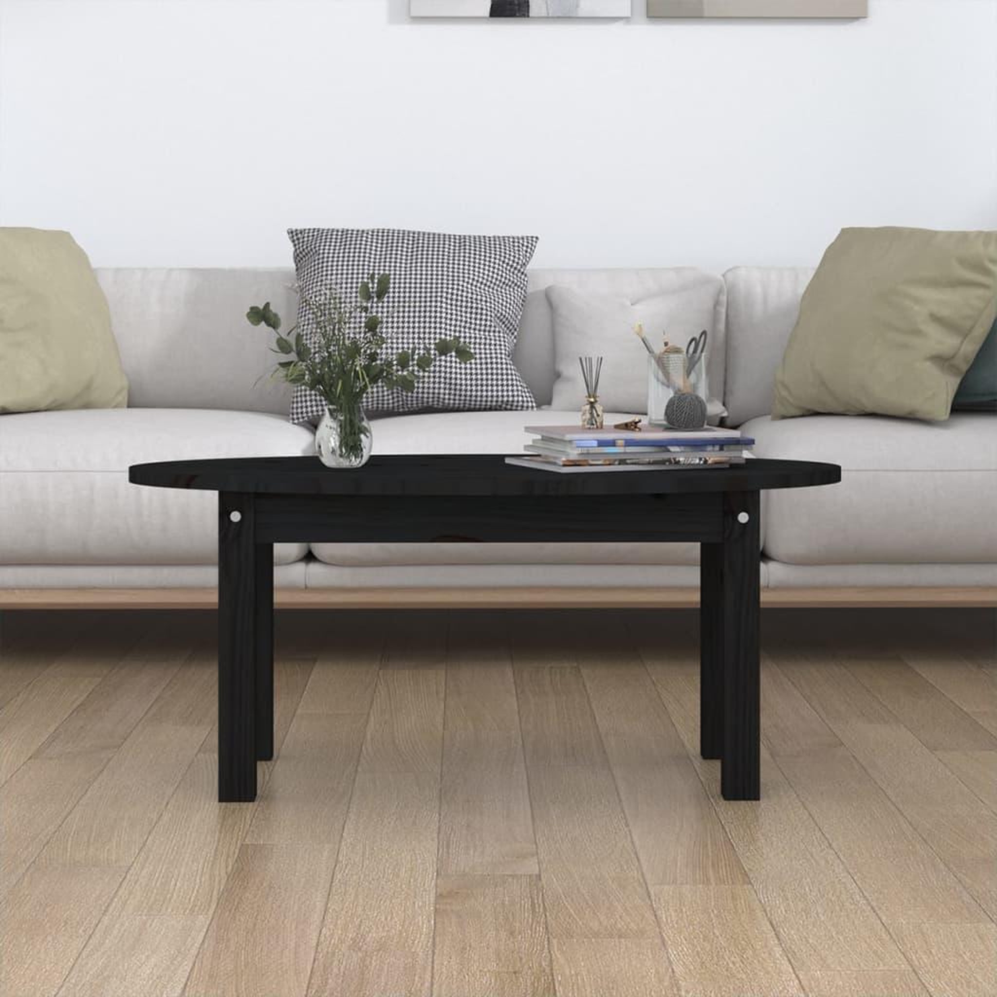 Voir la diapositive 3 : VIDAXL Table basse Noir 80x40x35 cm Bois massif de pin