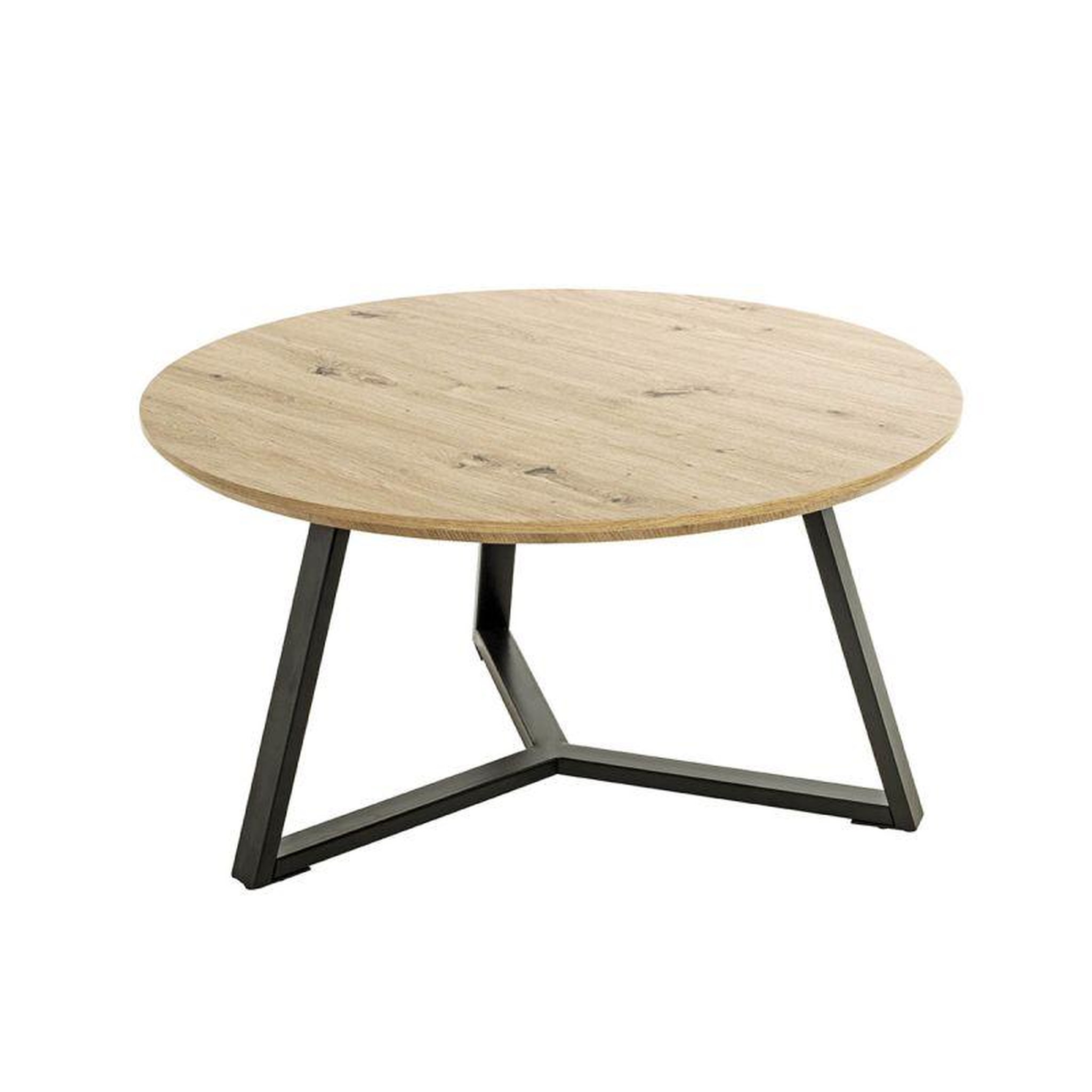 Voir la diapositive 2 : Paris Prix Table Basse Ronde  Miranda  80cm Chêne & Noir