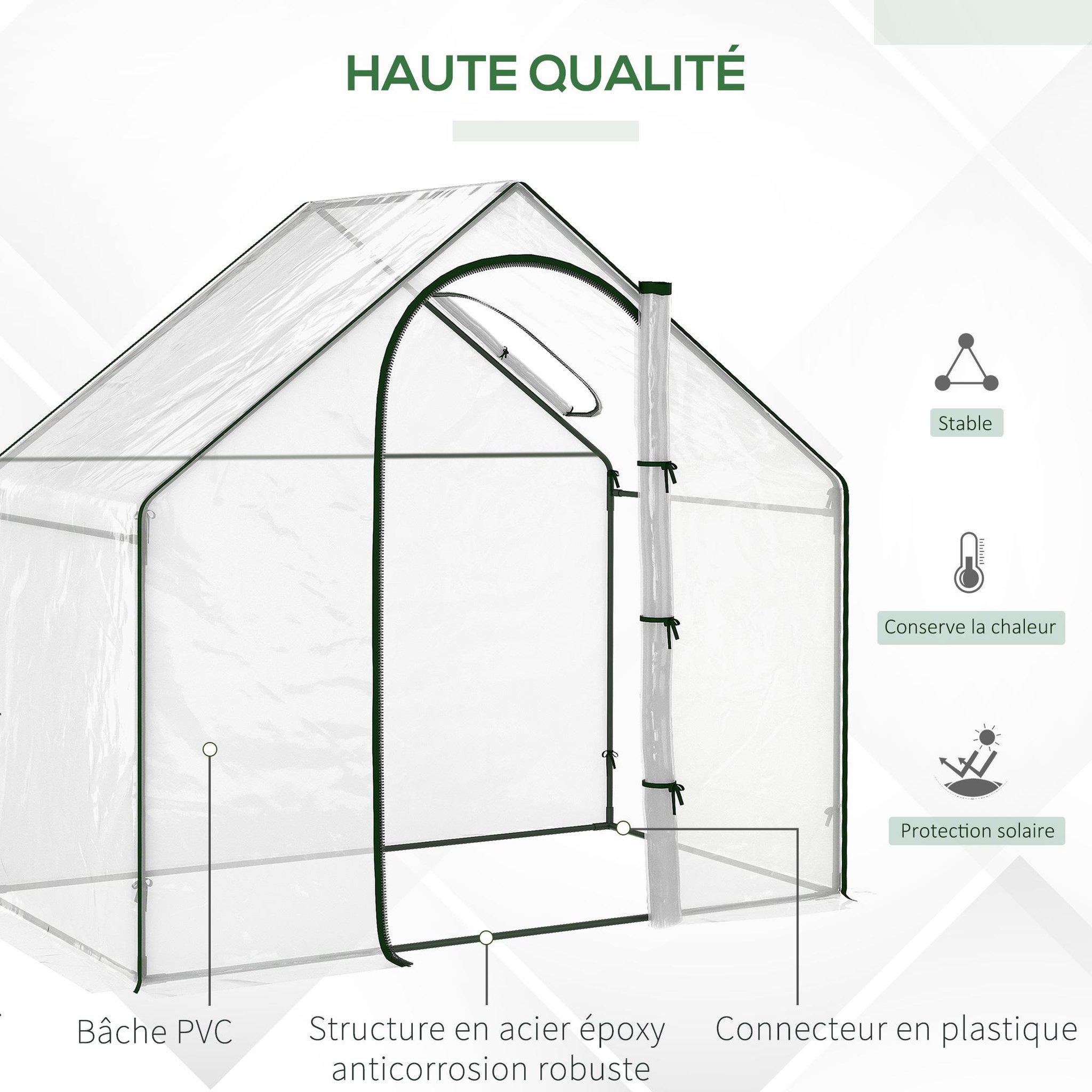 Voir la diapositive 6 : OUTSUNNY Serre de jardin balcon terrasse serre pour tomates 1,8l x 1l x 1,68h m acier pe imperméable transparent