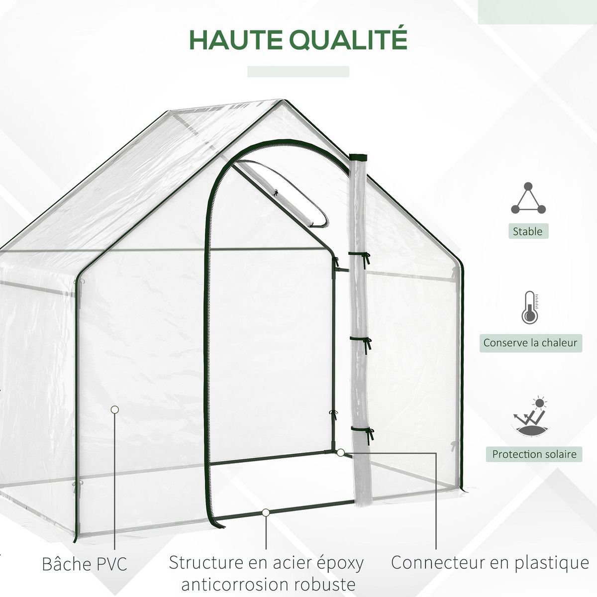 OUTSUNNY Serre de jardin balcon terrasse serre pour tomates 1,8L x 1l x 1,68H m acier PE imperméable transparent