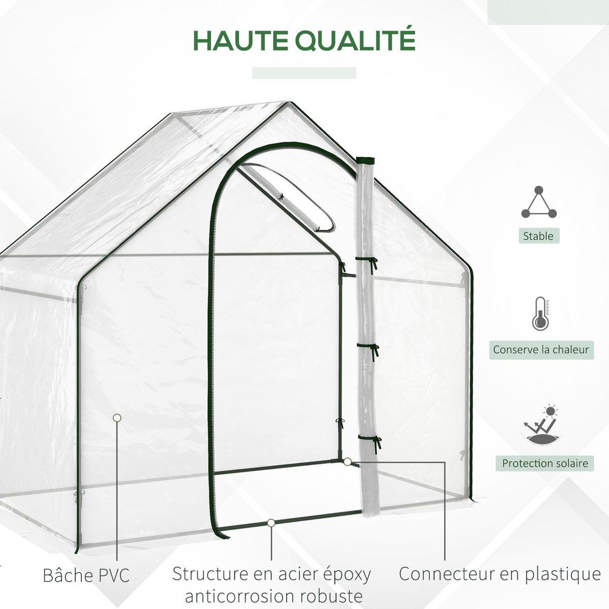 OUTSUNNY Serre de jardin balcon terrasse serre pour tomates 1,8L x 1l x 1,68H m acier PE imperméable transparent