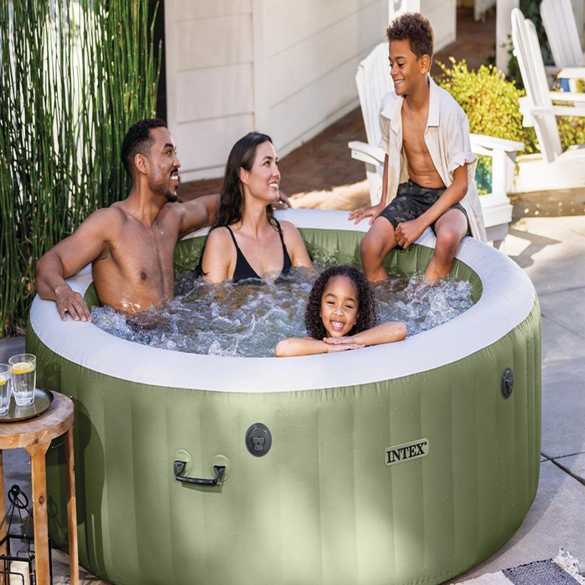 INTEX Spa gonflable PureSpa Olive rond Bulles 4 places - Intex