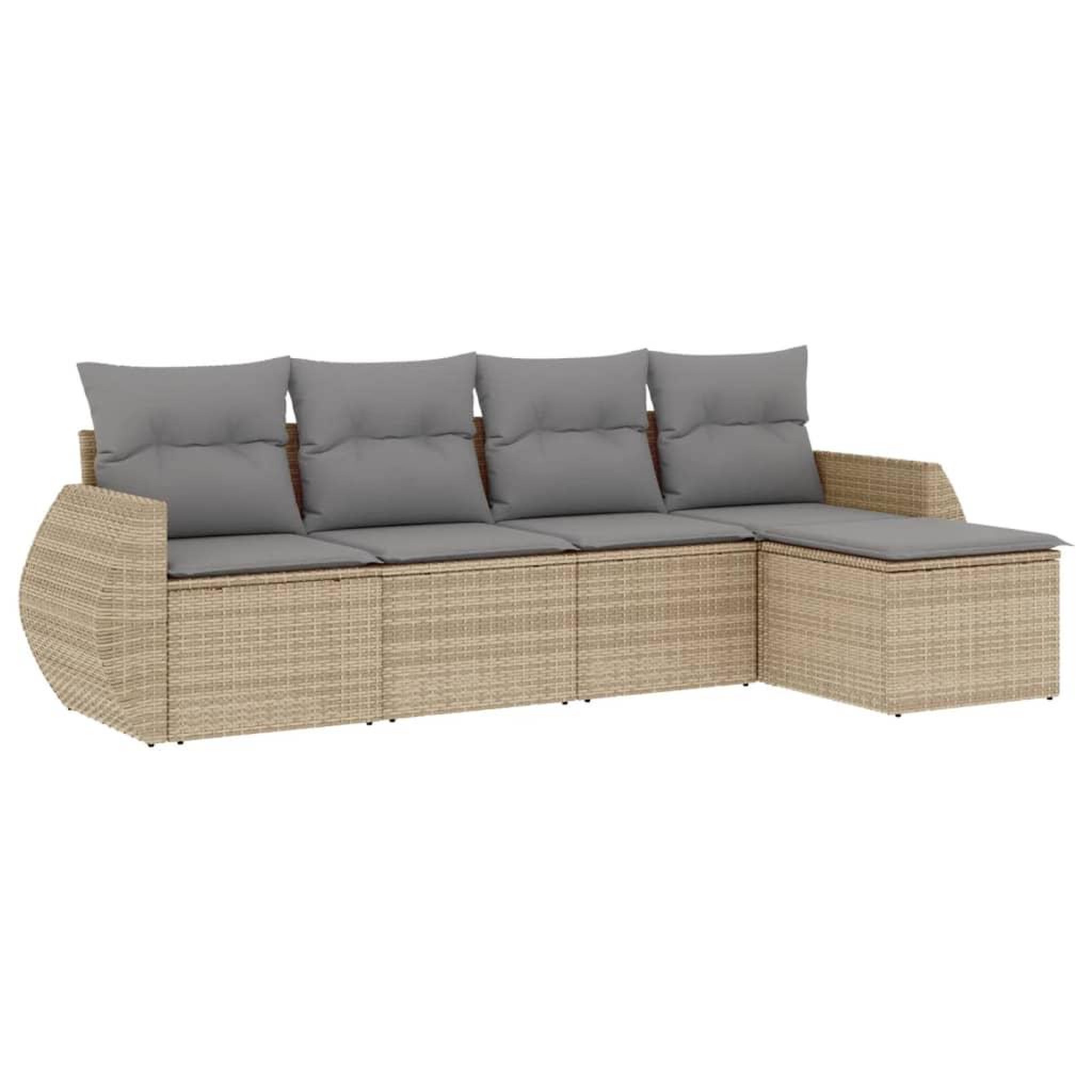 Voir la diapositive 2 : VIDAXL Salon de jardin avec coussins 5 pcs beige resine tressee