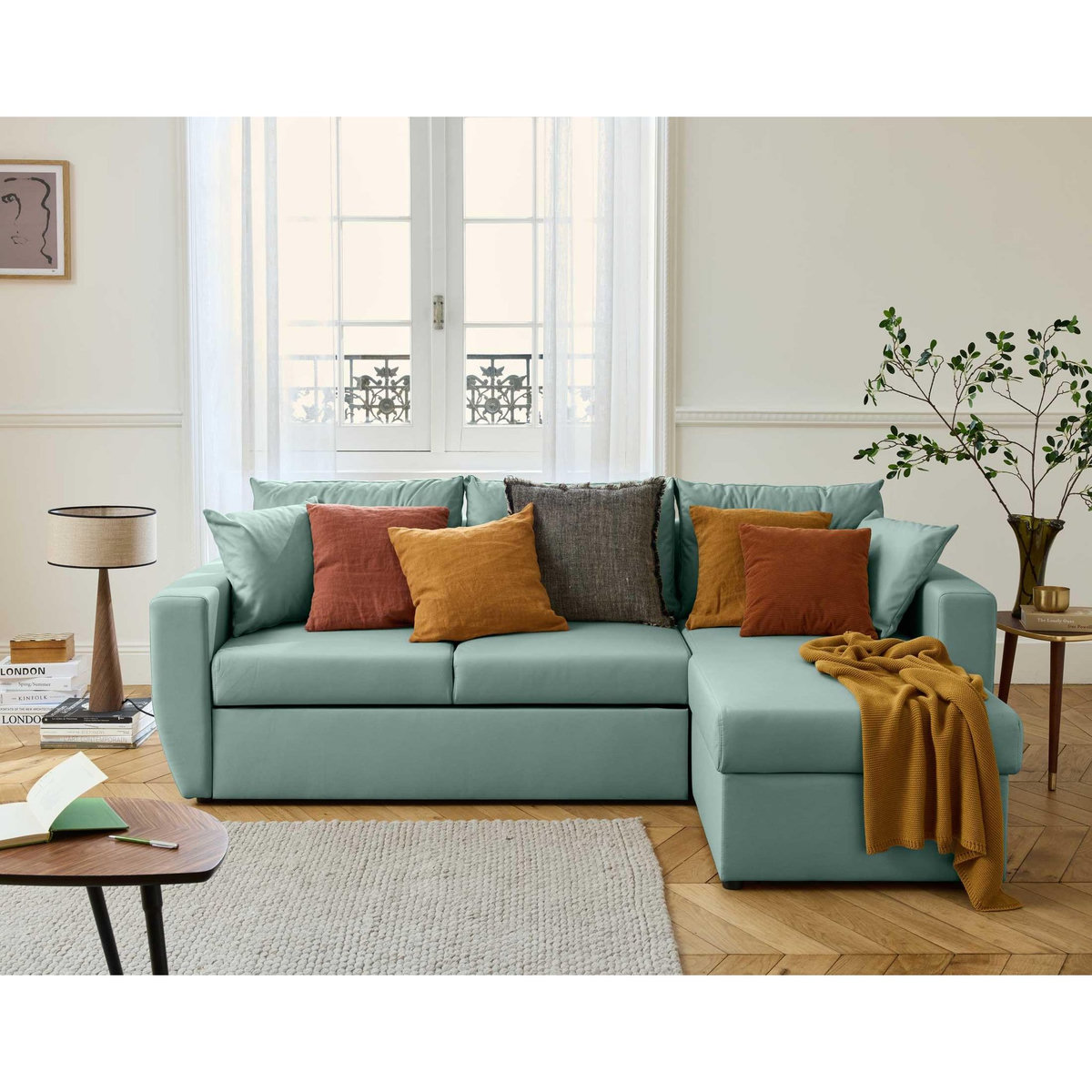 BEST MOBILIER Astoria - canapé d'angle réversible 4 places - convertible avec coffre - en simili