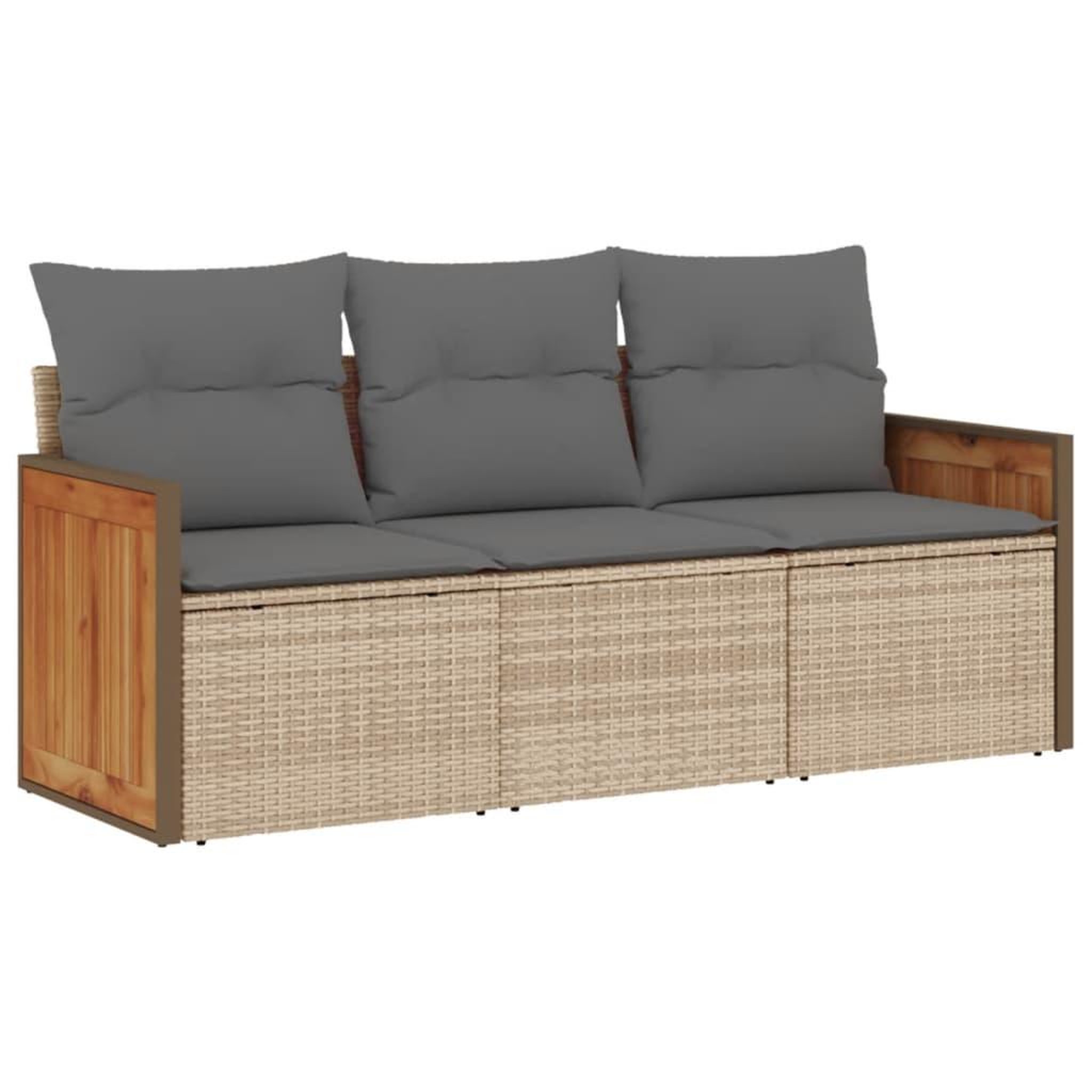 Voir la diapositive 2 : VIDAXL Salon de jardin avec coussins 3 pcs beige resine tressee