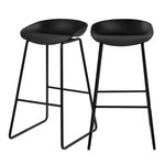 Rendez vous déco Lot de 2 chaises de bar noires H76cm-Yoshi
