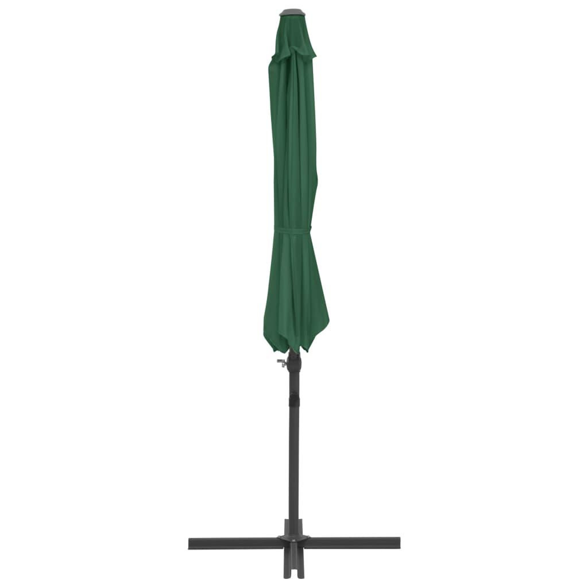Voir la diapositive 4 : VIDAXL Parasol de jardin en porte-a-faux avec mat en acier vert