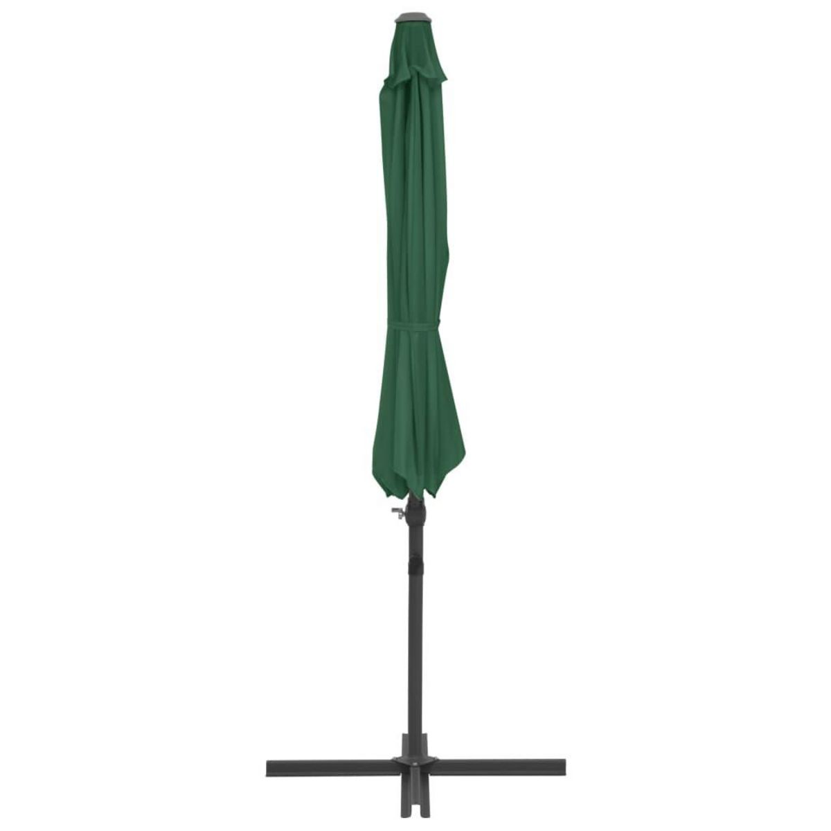 VIDAXL Parasol de jardin en porte-a-faux avec mat en acier vert