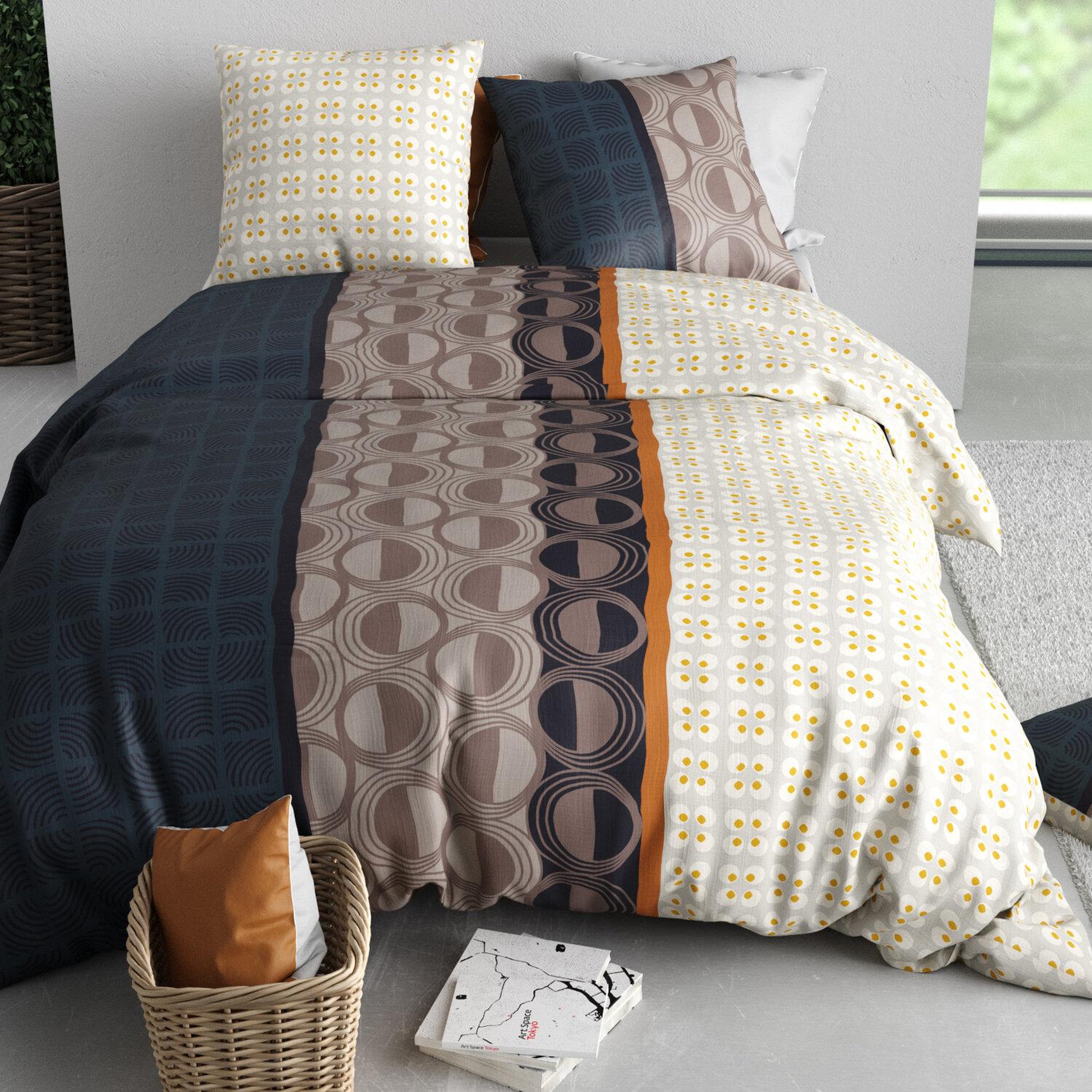 Voir la diapositive 3 : ATELIER DU COTON Parure housse de couette 100% coton 57fils curtis