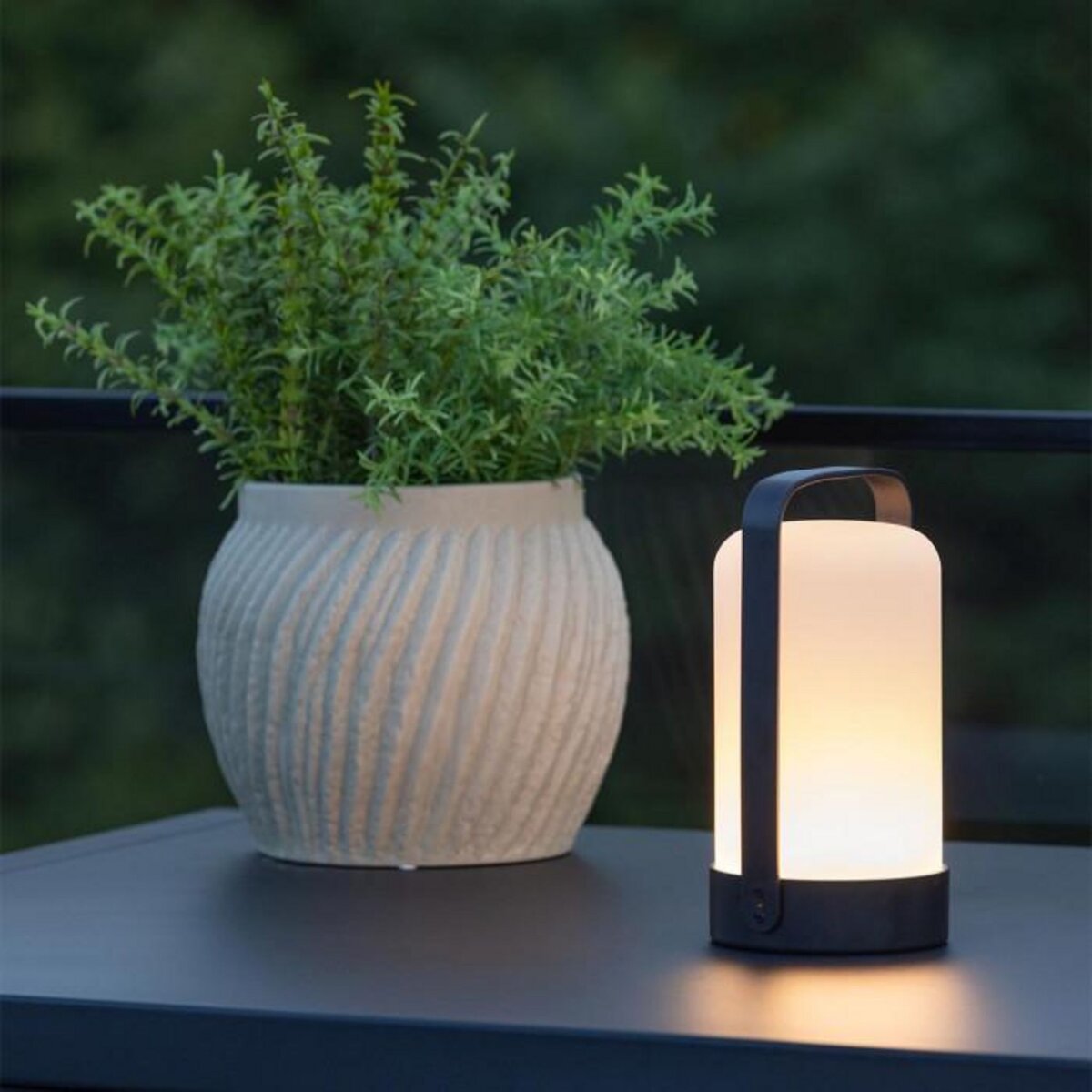 Paris Prix Lampe à Poser d'Extérieur LED  Fern  22cm Noir