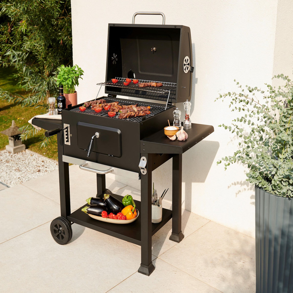 GARDENSTAR Barbecue charbon - Acier - 61x45.5cm - TITAN