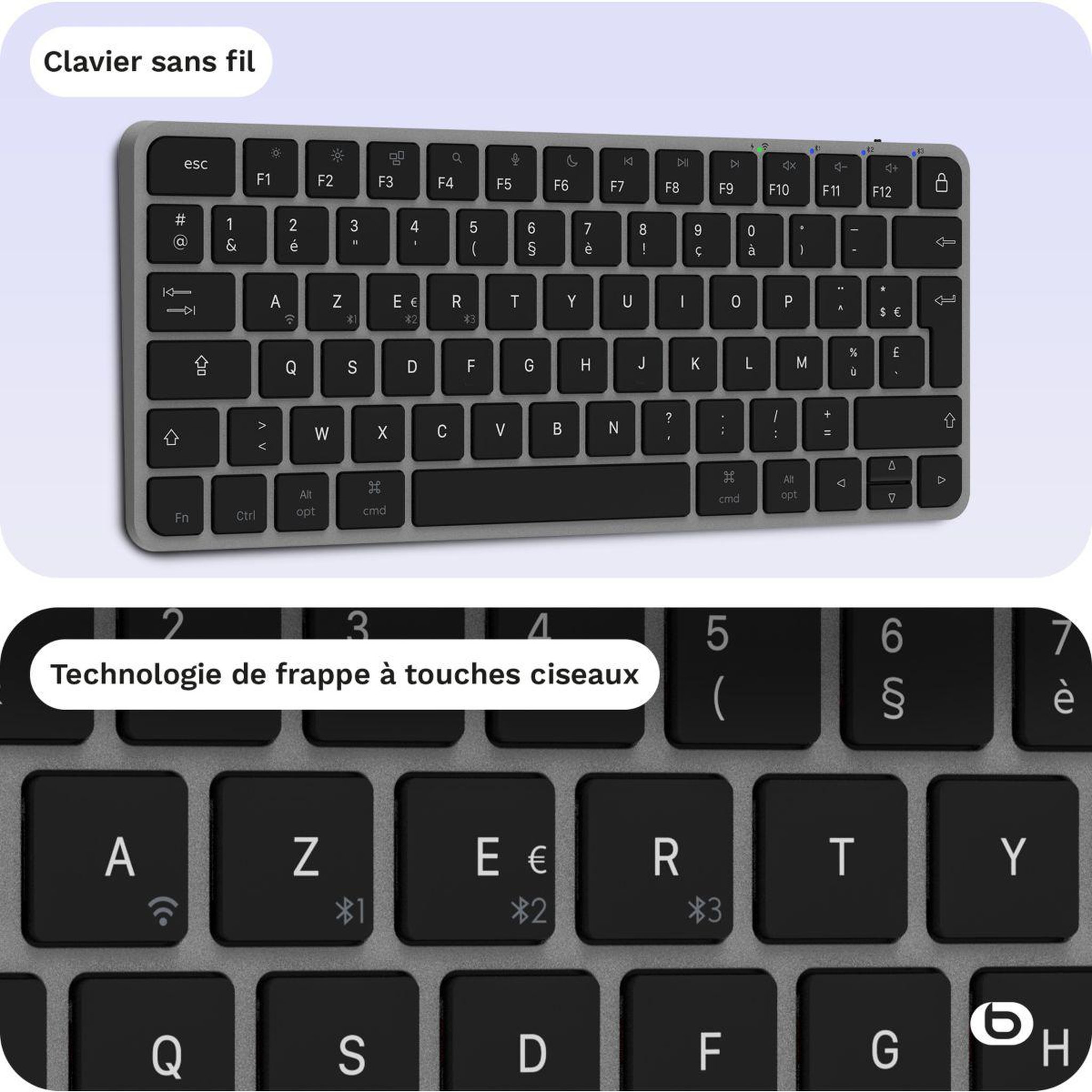 Voir la diapositive 3 : ESSENTIEL B Clavier sans fil K22
