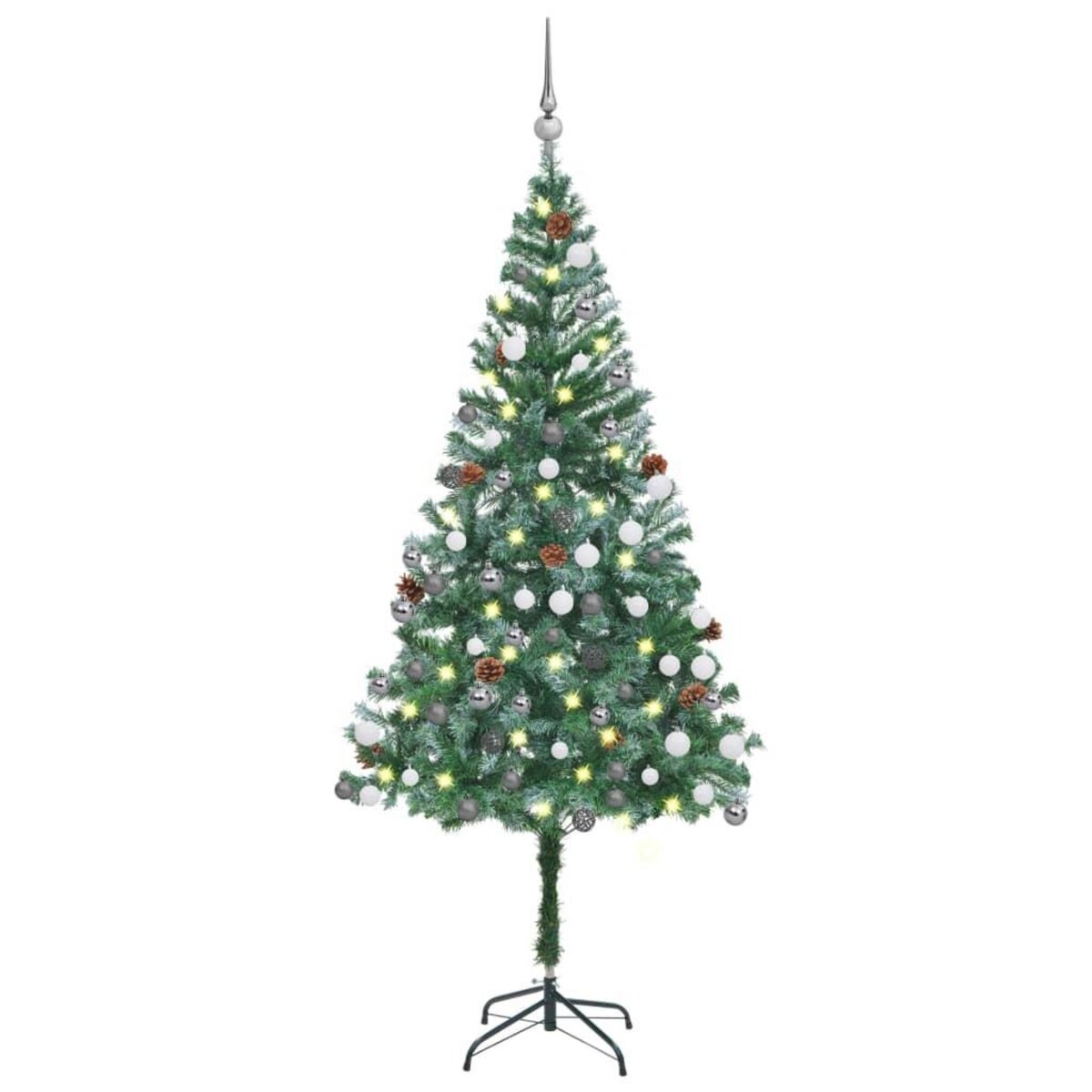 VIDAXL Arbre de Noël artificiel pre-eclaire/boules pommes de pin 180cm
