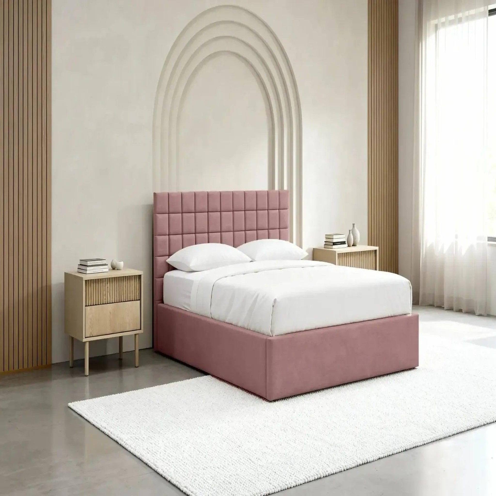 Voir la diapositive 4 : CASANOVA PARIS Thelma - lit coffre tissu velours rose