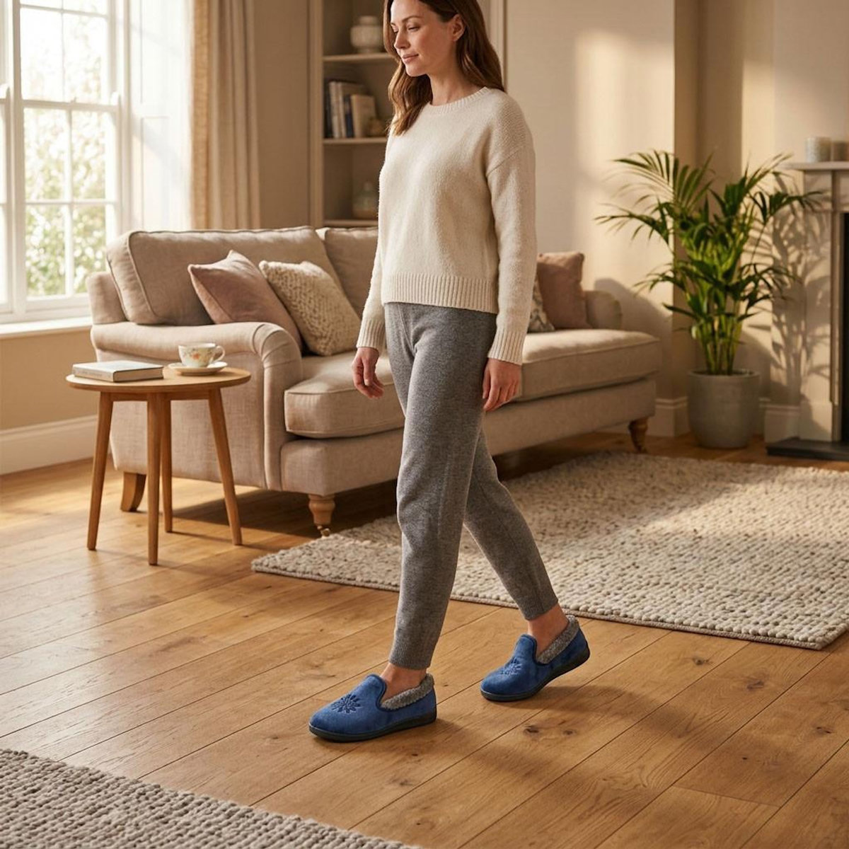 OZABI OZABI Pantoufles Femme Velours Charentaises Chaudes Antidérapantes