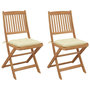 Voir la diapositive 1 : VIDAXL Chaises pliables de jardin lot de 2 avec coussins Bois d'acacia