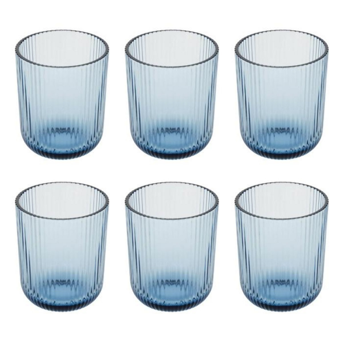 SECRET DE GOURMET Lot de 6 Gobelets Bas Strie  Ema  25cl Bleu