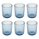 SECRET DE GOURMET Lot de 6 Gobelets Bas Strie  Ema  25cl Bleu