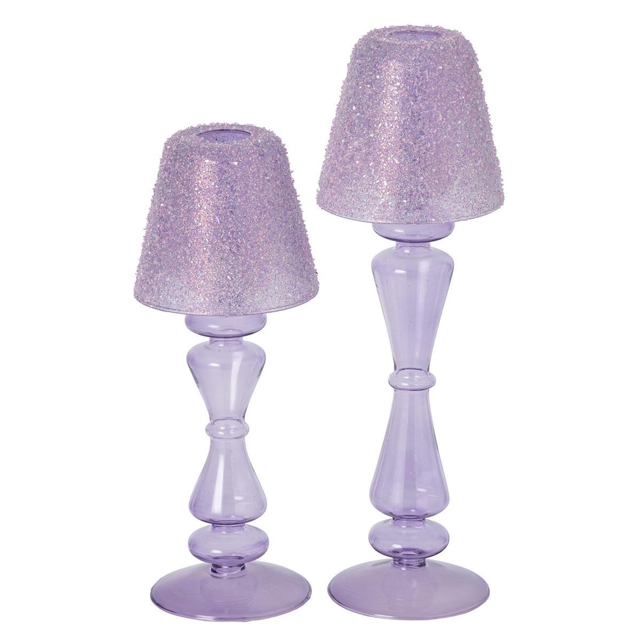 Voir la diapositive 3 : J-LINE Photophore Lampe en Verre  Silje  26cm Lilas