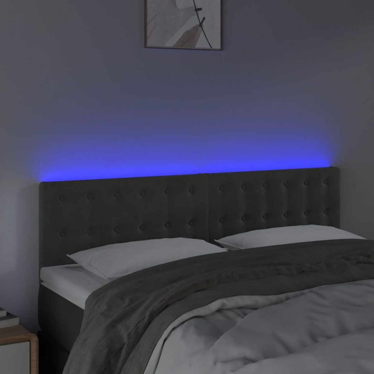 VIDAXL Tete de lit a LED Gris fonce 144x5x78/88 cm Velours