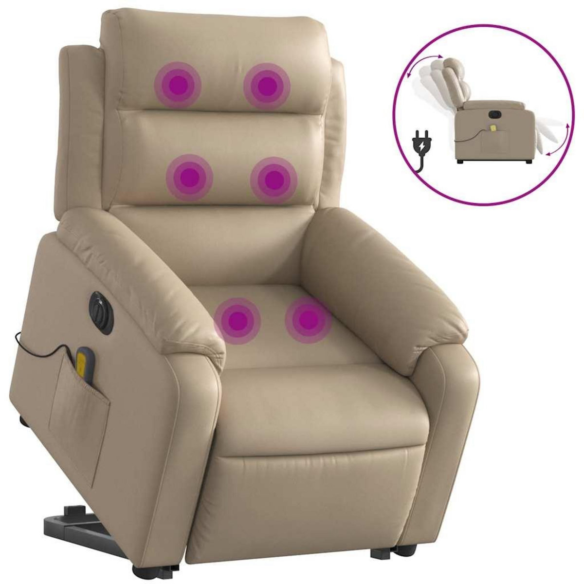 VIDAXL Fauteuil inclinable de massage electrique cappuccino similicuir