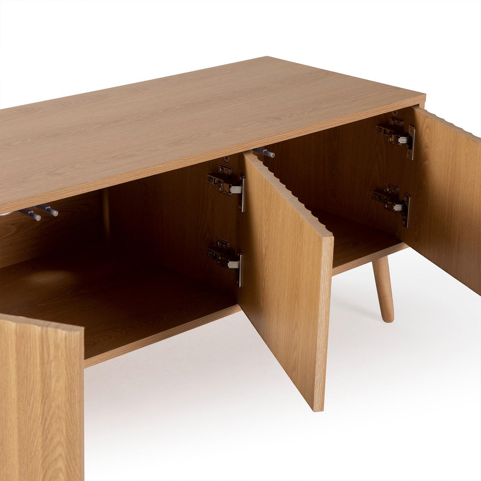 Voir la diapositive 4 : VS VENTA-STOCK Meuble TV Lluvia 4 portes, coloris chêne, longueur 160 cm