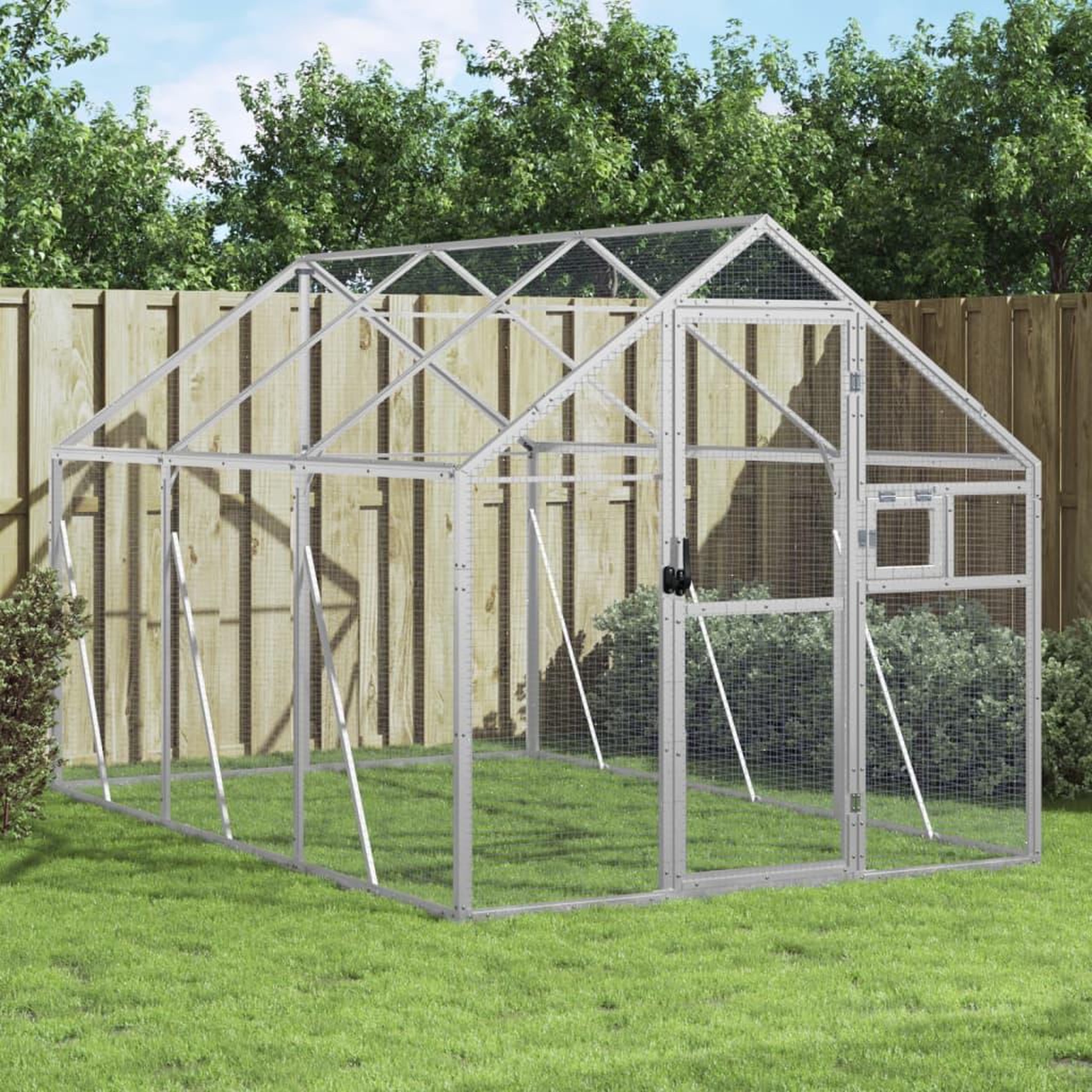 VIDAXL Voliere argente 1,79x3x1,85 m aluminium