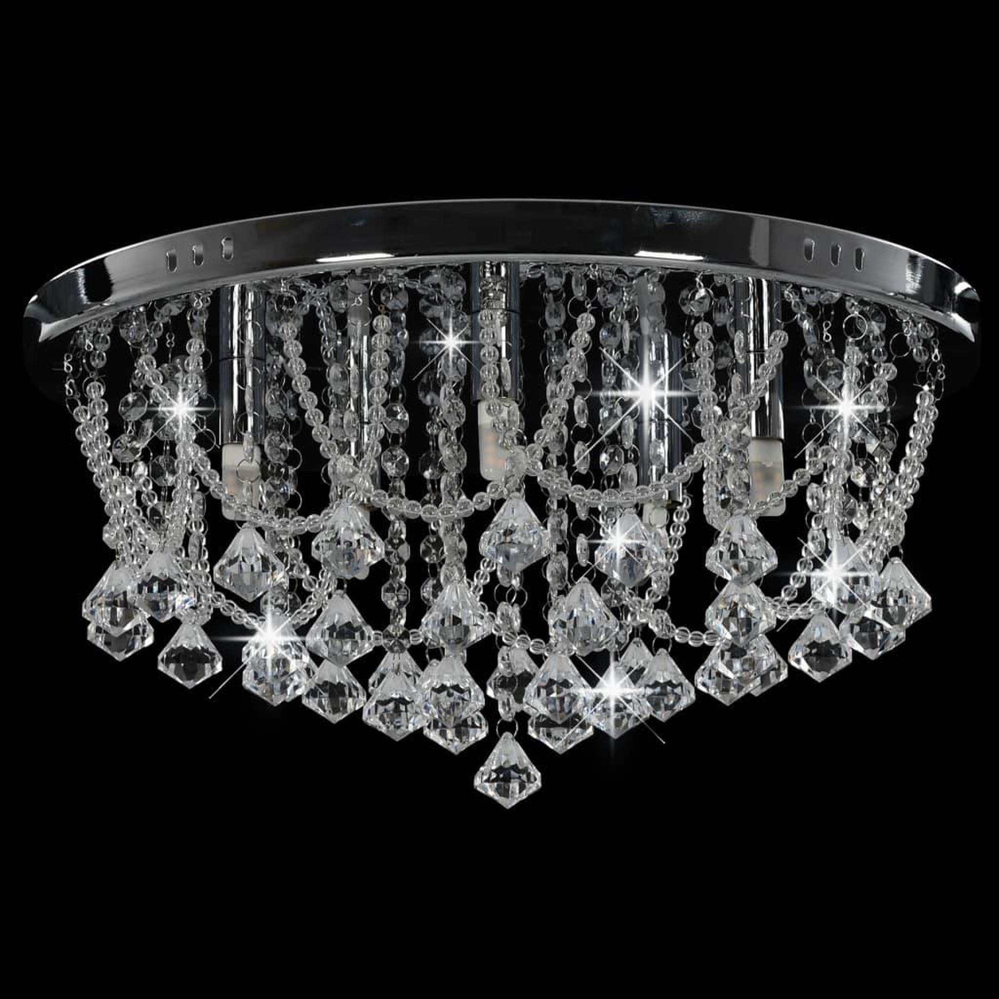 Voir la diapositive 3 : VIDAXL Plafonnier avec perles de cristal Argente Rond 4 ampoules G9
