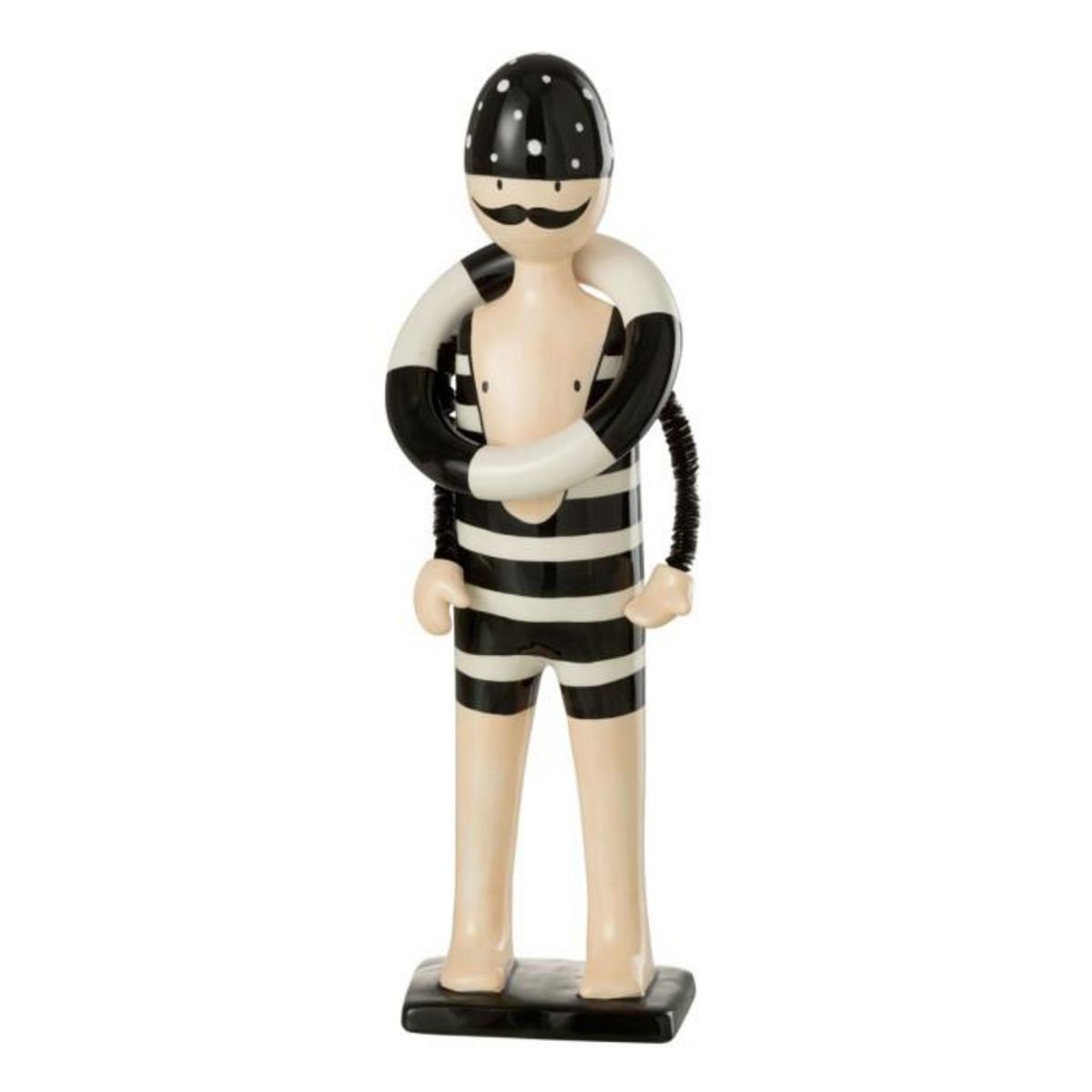 Paris Prix Statuette Déco  Nageur Bouée  34cm Noir & Blanc