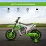 HOMCOM Moto cross électrique pour enfant 3 à 5 ans 12 V 3-8 Km/h avec roulettes latérales amovibles dim. 106,5L x 51,5l x 68H cm vert