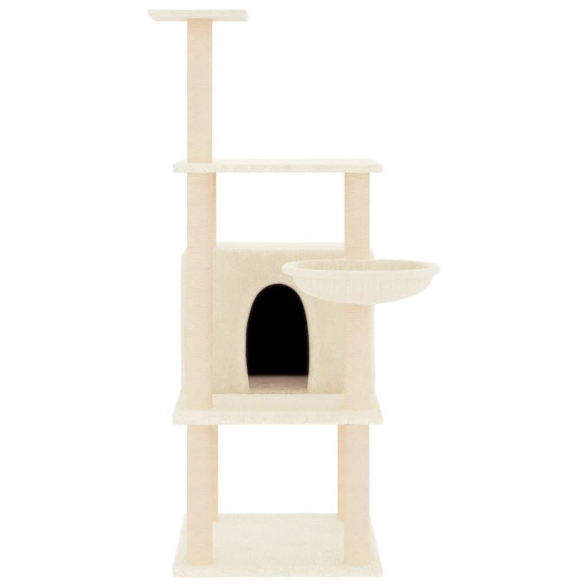 Voir la diapositive 3 : VIDAXL Arbre a chat avec griffoirs en sisal creme 132 cm