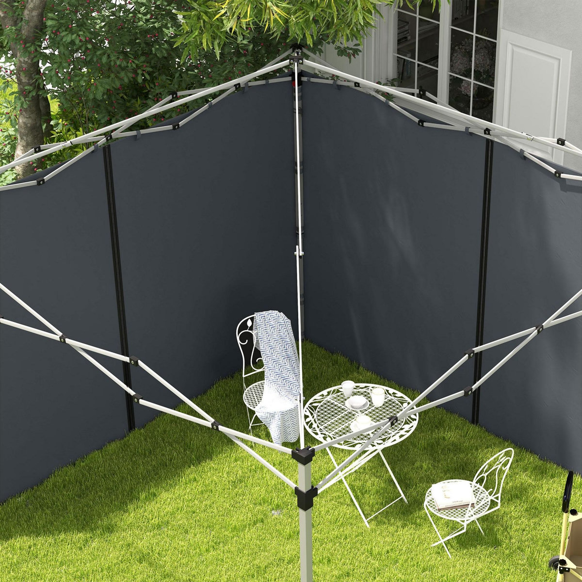 OUTSUNNY Parois latérales de rechange barnum panneaux latéraux pour tonnelle 3 x 3 ou 3 x 6 m - lot de 2 pièces - gris foncé