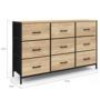 Voir la diapositive 4 : ID MARKET Commode 9 tiroirs en tissu UTAH 115 cm meuble de rangement design industriel