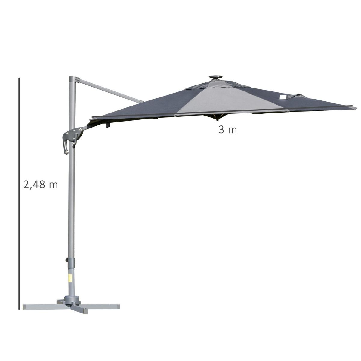 OUTSUNNY Parasol déporté octogonal parasol LED inclinable pivotant manivelle piètement acier dim. Ø 3 x 2,48H m gris