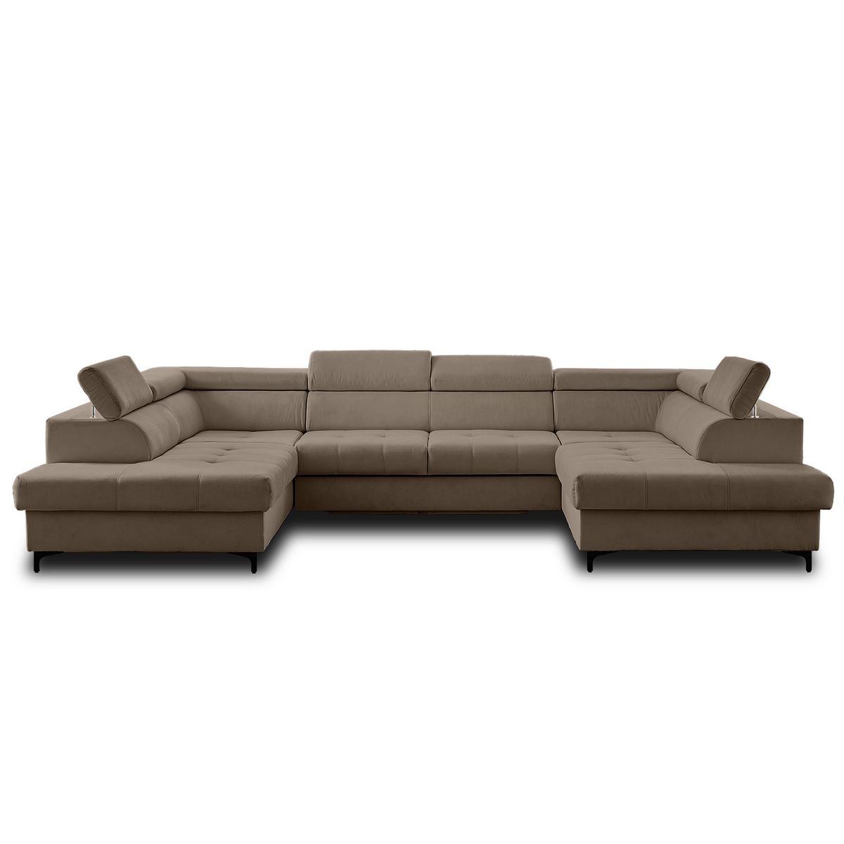 LISA DESIGN Merida - canapé panoramique en u - 7 places - convertible avec coffres et têtières réglables - en velours