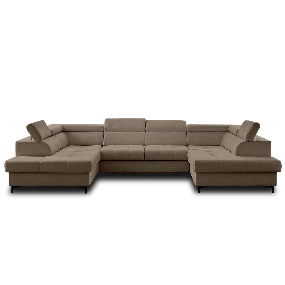 LISA DESIGN Merida - canapé panoramique en u - 7 places - convertible avec coffres et têtières réglables - en velours