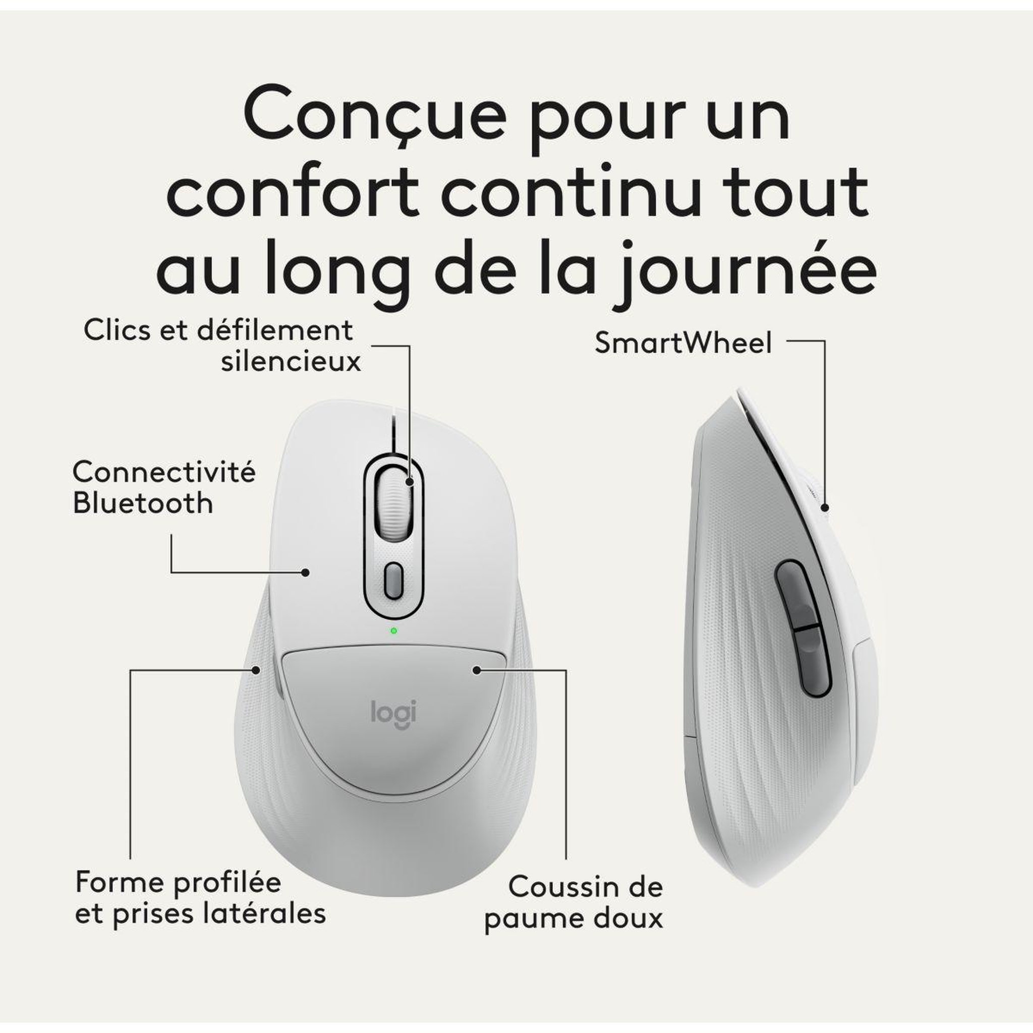 Voir la diapositive 4 : Logitech Souris sans fil m850 l offwhite