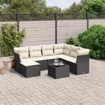 VIDAXL Salon de jardin 8 pcs avec coussins noir resine tressee