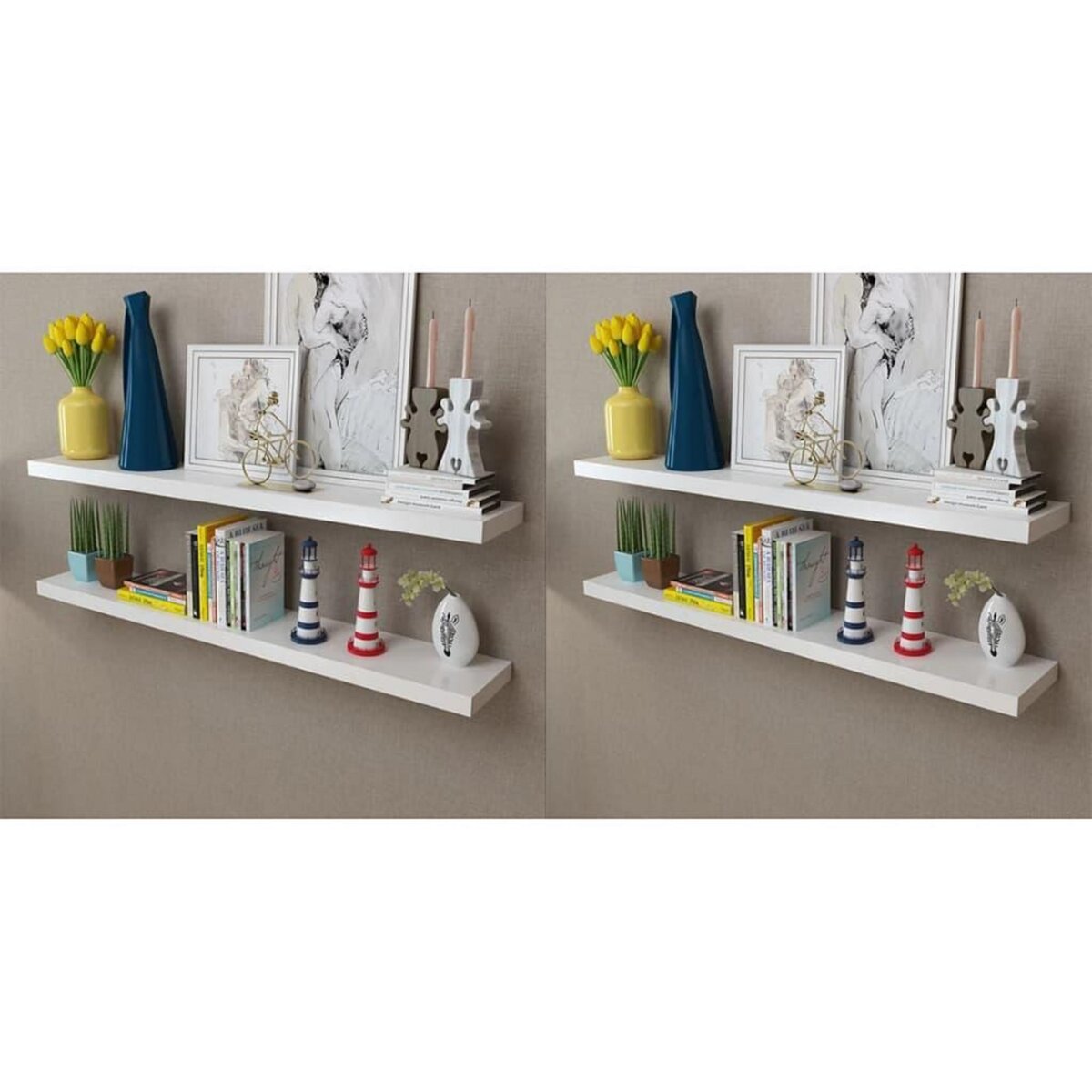 VIDAXL Etageres murales 4 pcs Blanc 120 cm